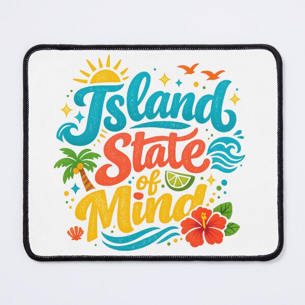 Item preview, Island State of Mind Tropical Beach Vacation Summer Retro Quote Art designed and sold by inkoutninja.