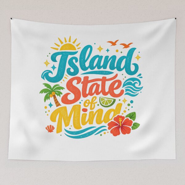 Item preview, Island State of Mind Tropical Beach Vacation Summer Retro Quote Art designed and sold by inkoutninja.
