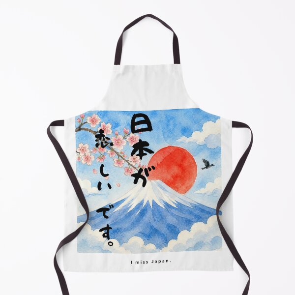 Item preview, I Miss Japan | Watercolor Mount Fuji & Red Sun | Japanese Design designed and sold by JapanMemoir.