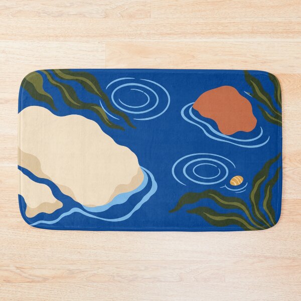 Item preview, Tide Pool – Coastal Blue Bath Mat designed and sold by astersgraphics.