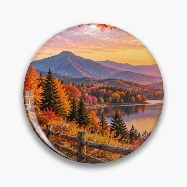 Item preview, Autumn Mountain Lake Cabin Golden Sunset designed and sold by LearnFunStore.