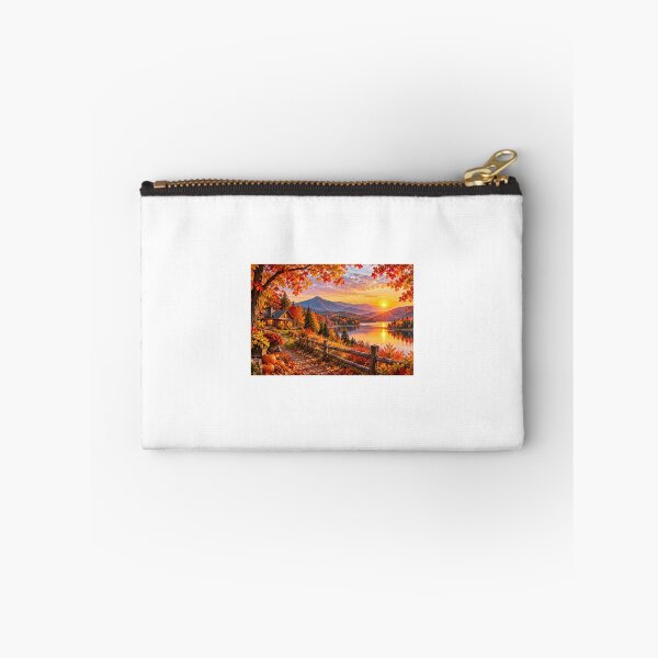Item preview, Autumn Mountain Lake Cabin Golden Sunset designed and sold by LearnFunStore.