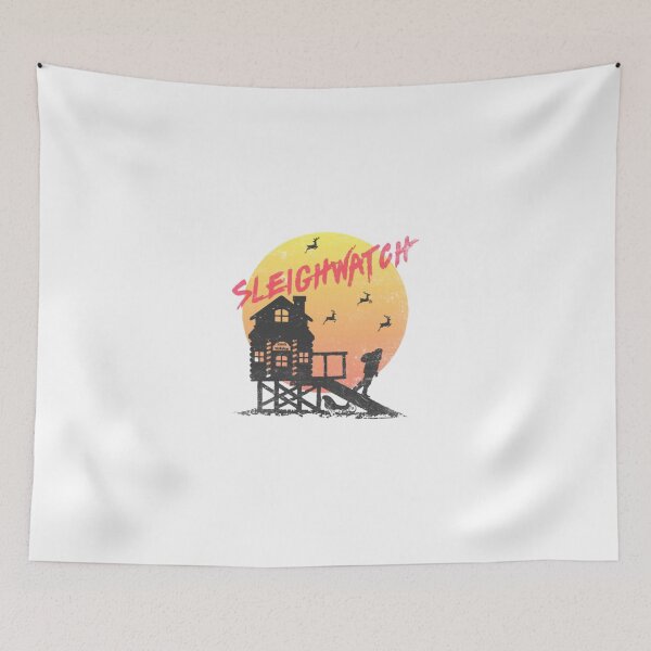 Item preview, Distressed Retro Sunset Santa Workshop Reindeer Silhouette designed and sold by MustafaScharf.