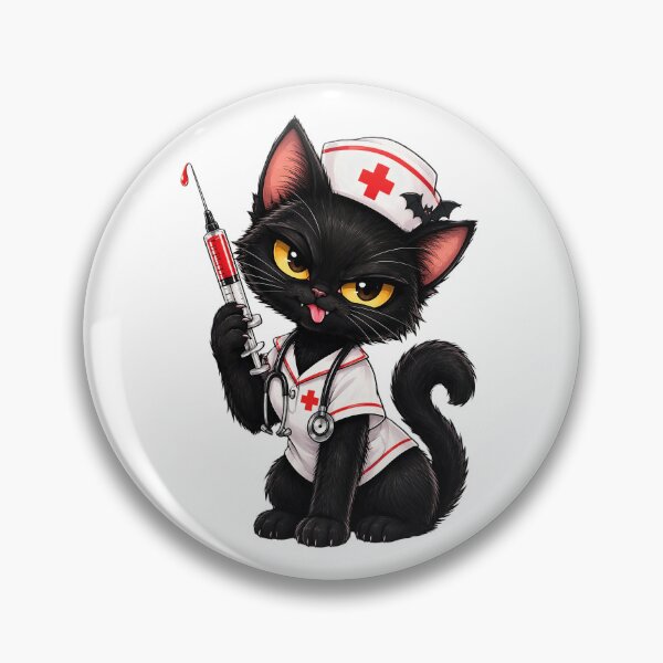 Item preview, Cute Black Cat Nurse Halloween Illustration designed and sold by Mido-artister.