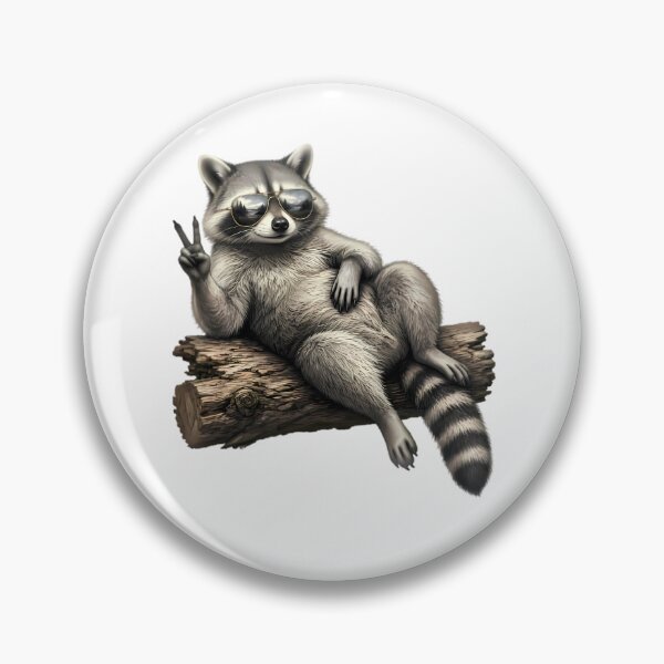 Item preview, Relaxed Raccoon With Sunglasses Making Peace Sign designed and sold by Linework Studio.