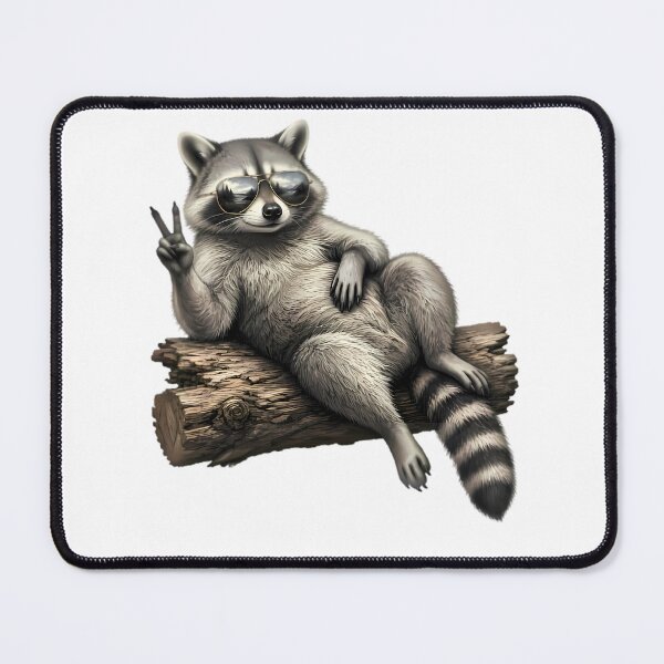 Item preview, Relaxed Raccoon With Sunglasses Making Peace Sign designed and sold by Linework Studio.