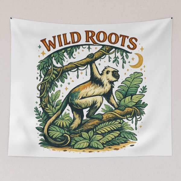 Item preview, Wild Roots Monkey Jungle Nature Vintage Botanical Wildlife Art Design designed and sold by inkoutninja.
