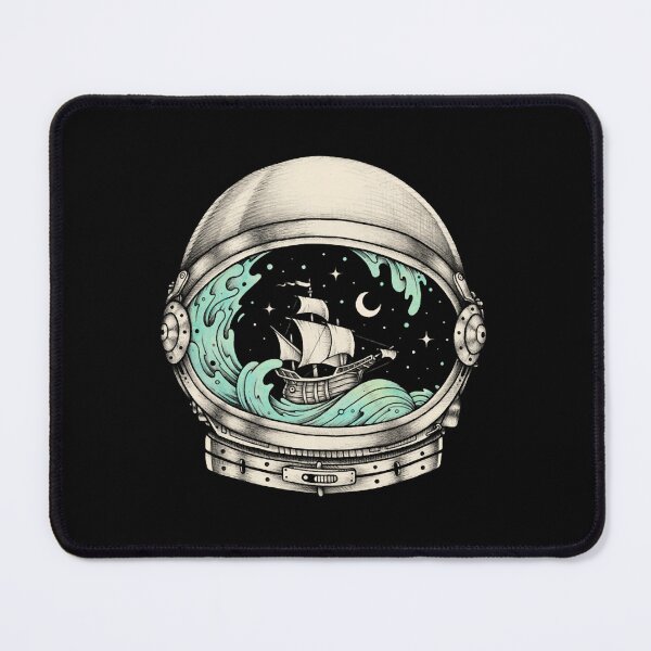 Item preview, Dreamy Astronaut Helmet Ocean Wave Sailing Ship Art designed and sold by MustafaScharf.