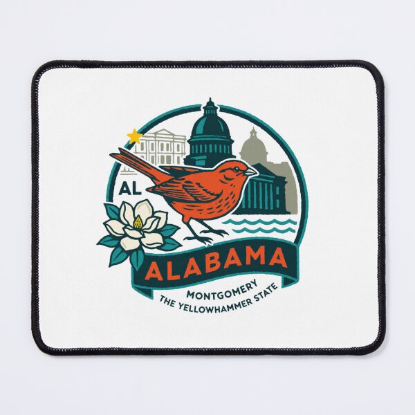 Item preview, Vintage Alabama State Badge - Yellowhammer & Camellia/Magnolia Emblem designed and sold by MaafiaArtsThai.