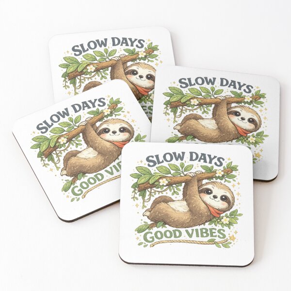 Item preview, Slow Days Good Vibes Cute Sloth Nature Lover Cottagecore Animal Art designed and sold by inkoutninja.