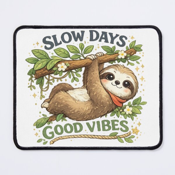 Item preview, Slow Days Good Vibes Cute Sloth Nature Lover Cottagecore Animal Art designed and sold by inkoutninja.