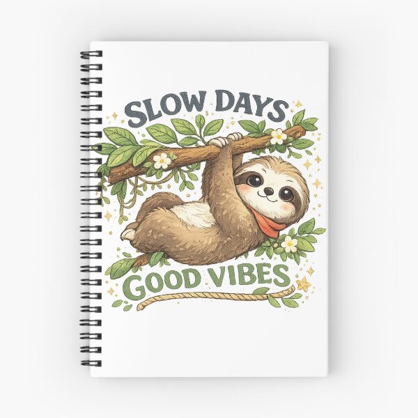Item preview, Slow Days Good Vibes Cute Sloth Nature Lover Cottagecore Animal Art designed and sold by inkoutninja.