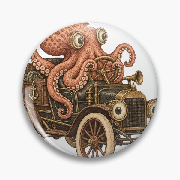 Item preview, Steampunk octopus in a vintage car designed and sold by LongIslandDesgn.