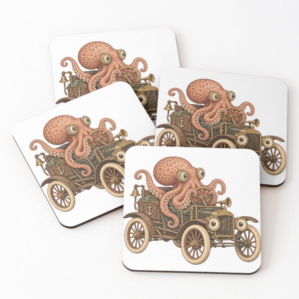 Item preview, Steampunk octopus in a vintage car designed and sold by LongIslandDesgn.