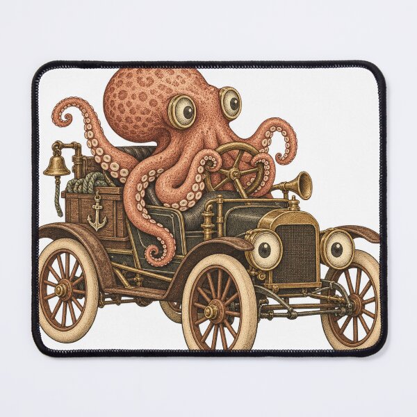 Item preview, Steampunk octopus in a vintage car designed and sold by LongIslandDesgn.