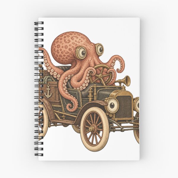 Item preview, Steampunk octopus in a vintage car designed and sold by LongIslandDesgn.