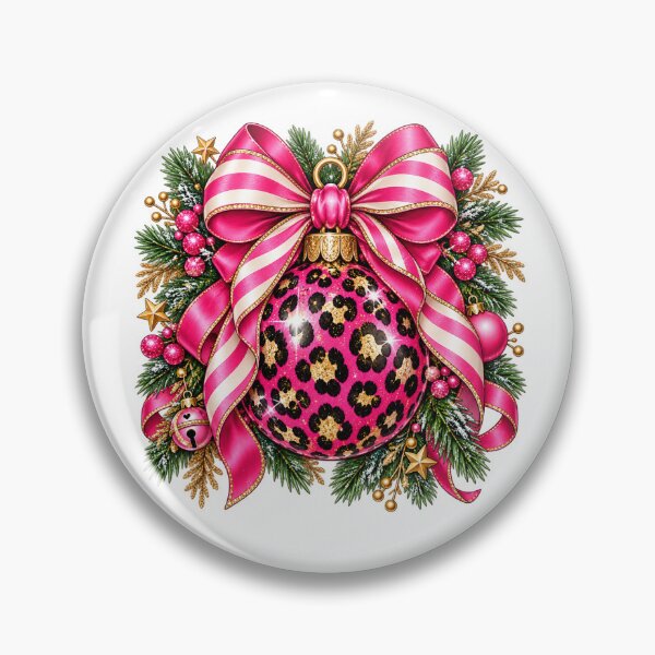 Item preview, Pink Leopard Christmas Ornament With Bow designed and sold by EidosEmporiium.