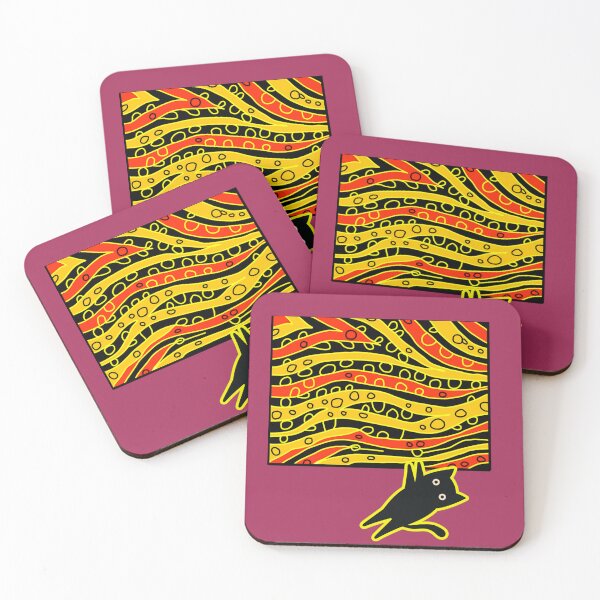 Item preview, Shadow Cat Clinging To Yellow Pattern Frame designed and sold by CatframeUS.