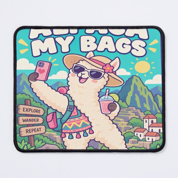 Item preview, Alpaca My Bags Funny Travel Alpaca Holiday Selfie designed and sold by LongIslandDesgn.