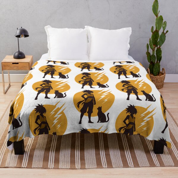 Item preview, Female Ninja Silhouette Standing Beside Black Cat Under Yellow Moon designed and sold by kaleen-anicolas.