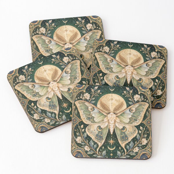 Item preview, Celestial Luna Moth, Vintage Moon And Stars Botanical Art designed and sold by TinyBirdyDesigns.