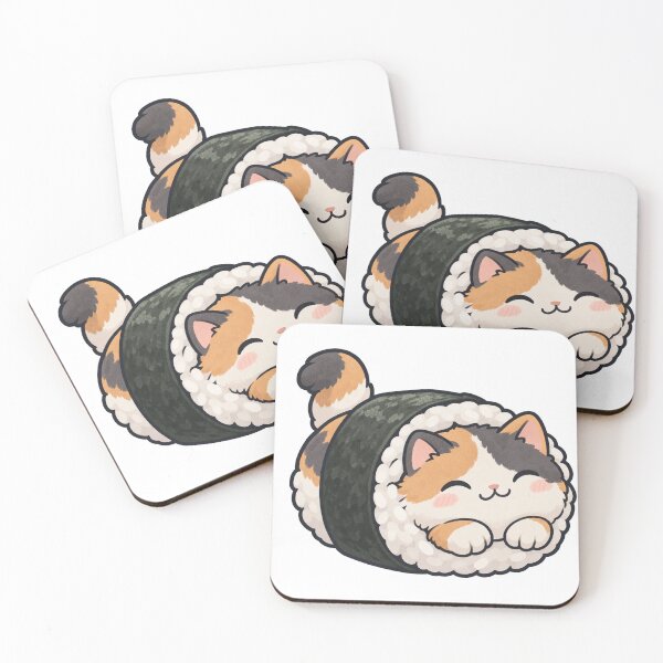 Item preview, Cute Kawaii Sushi Cat in a Maki Rice Coat designed and sold by LongIslandDesgn.
