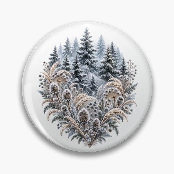 Item preview, Snowy Winter Forest with Frosted Thistles designed and sold by NiSchi LaVida.