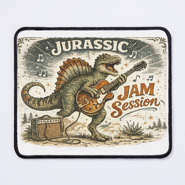 Item preview, Jurassic Jam Session Funny Dinosaur Guitar Retro Music Lover Art Design designed and sold by inkoutninja.