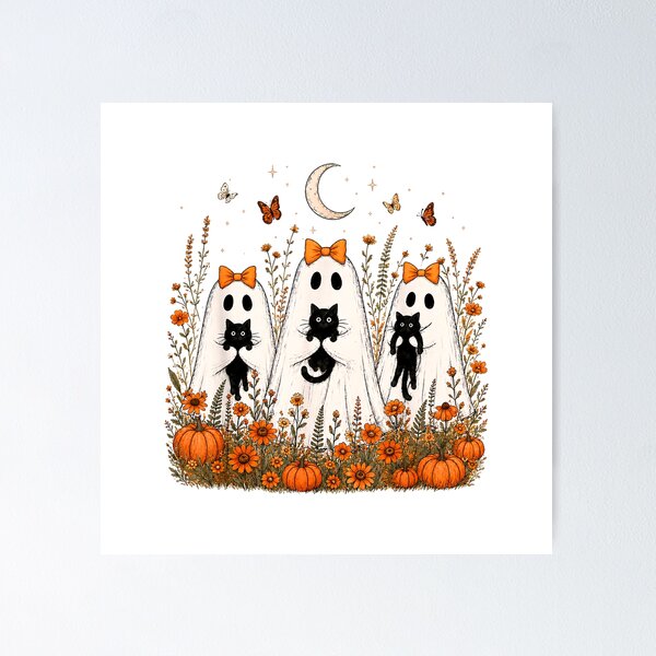 Item preview, Halloween Spooky Boo Ghost Black Cat Lover Girls Women Squad T-Shirt designed and sold by Dreamers333.