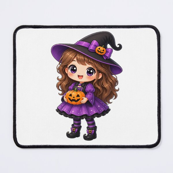Item preview, Cute Halloween Witch with Pumpkin | Kawaii Spooky Witch Girl designed and sold by Pixanova.