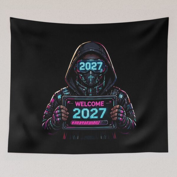 Item preview, Cyber Ninja Welcome 2027 Futuristic Techwear designed and sold by LazyDayzCo.