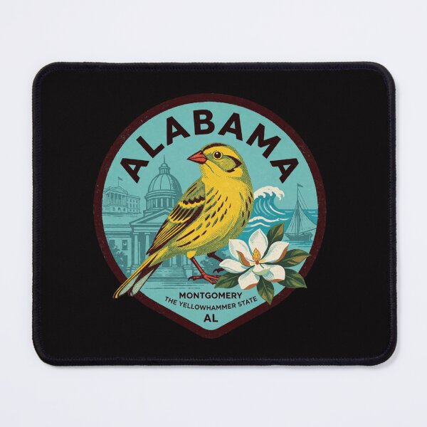 Item preview, Vintage Alabama State Badge - Yellowhammer & Camellia/Magnolia Emblem designed and sold by MaafiaArtsThai.