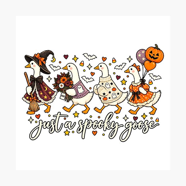 Item preview, Just A Spooky Goose Cute Halloween Spooky Season Goose Squad Long Sleeve T-Shirt designed and sold by Offhand.