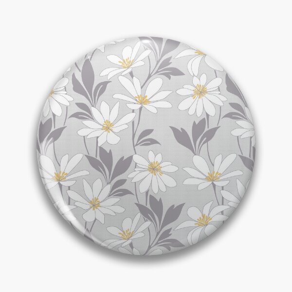 Item preview, Elegant White Daisy Pattern – Grey and Yellow Botanical Floral Design designed and sold by EK EXCLUSIVE.