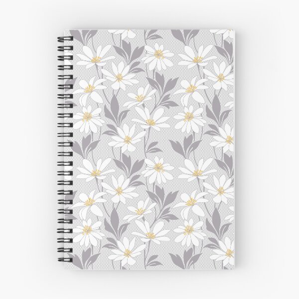 Item preview, Elegant White Daisy Pattern – Grey and Yellow Botanical Floral Design designed and sold by EK EXCLUSIVE.