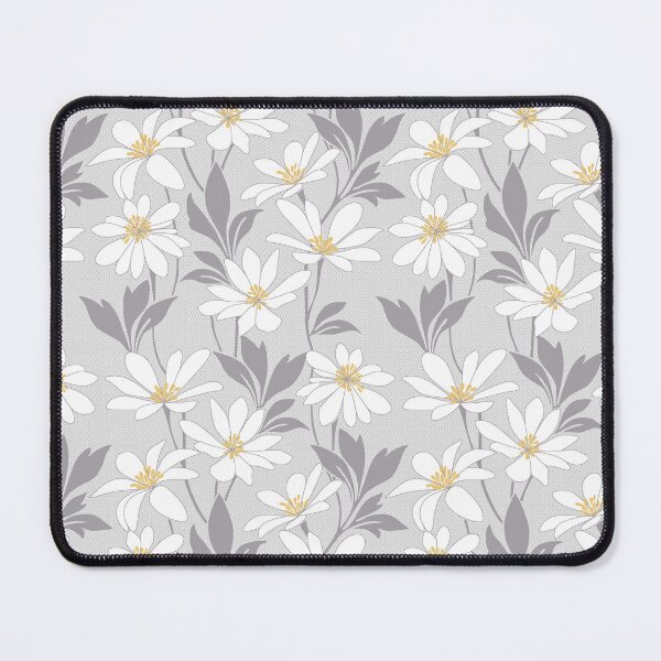 Item preview, Elegant White Daisy Pattern – Grey and Yellow Botanical Floral Design designed and sold by EK EXCLUSIVE.