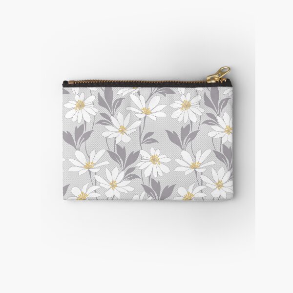 Item preview, Elegant White Daisy Pattern – Grey and Yellow Botanical Floral Design designed and sold by EK EXCLUSIVE.