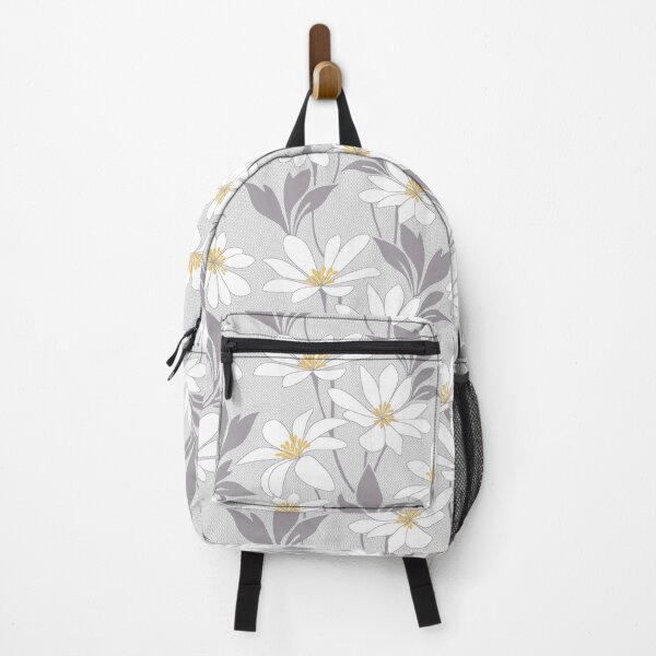 Item preview, Elegant White Daisy Pattern – Grey and Yellow Botanical Floral Design designed and sold by EK EXCLUSIVE.