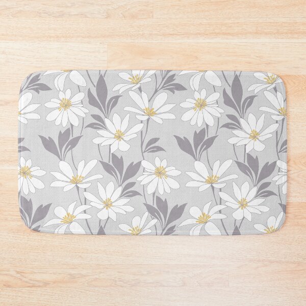 Item preview, Elegant White Daisy Pattern – Grey and Yellow Botanical Floral Design designed and sold by EK EXCLUSIVE.