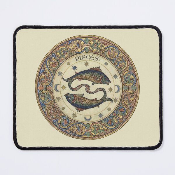 Item preview, Medieval Zodiac Pisces Art Print: Romanesque Illuminated Manuscript Astrology Roundel designed and sold by FreiherrPK.