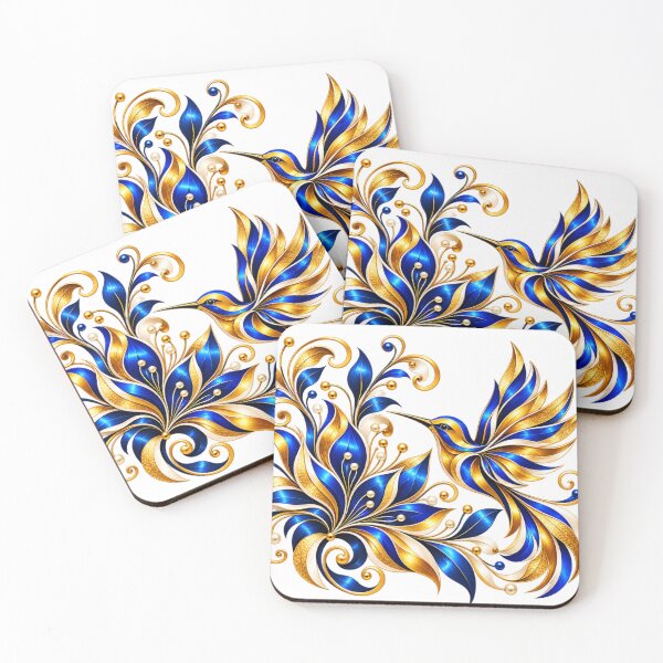 Item preview, Golden Blue Hummingbird designed and sold by NeuroArtGallery.