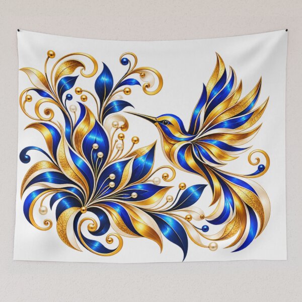 Item preview, Golden Blue Hummingbird designed and sold by NeuroArtGallery.