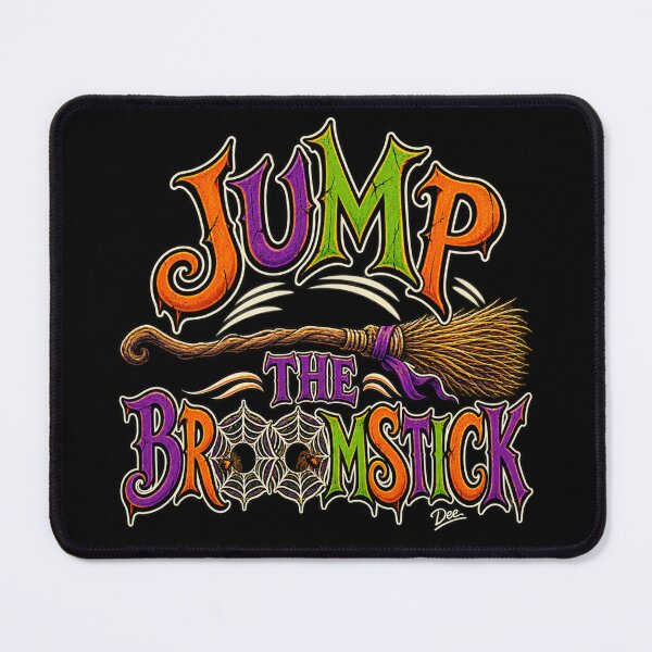 Item preview, Jump the Broomstick Halloween T-Shirt – Spooky Witch Broom & Spiderweb Design designed and sold by Island Pace Design.