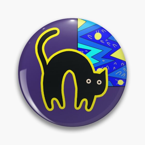 Item preview, Curved Black Cat By Blue Starburst Pattern Frame designed and sold by CatframeUS.