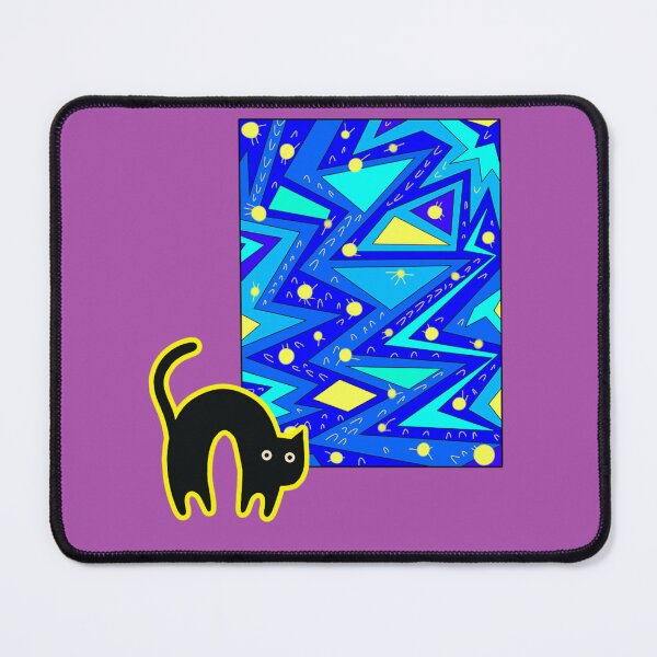 Item preview, Curved Black Cat By Blue Starburst Pattern Frame designed and sold by CatframeUS.