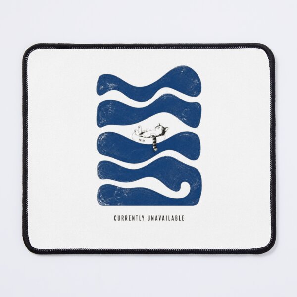 Item preview, Relaxed Cat Floating on Abstract Blue Waves designed and sold by WATEKE.