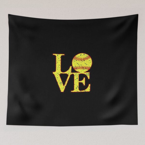 Item preview, Distressed Yellow Softball Love Typography Sports Graphic designed and sold by ElleryFriendd.