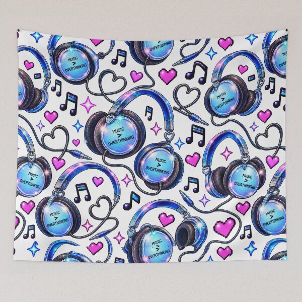 Item preview, Music Over Overthinking – Retro Headphones Y2K Design designed and sold by MetaModel Editions.