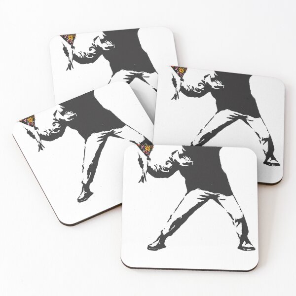 Item preview, Banksy graffiti Protest anarchist throwing flowers Thrower Make Art not war on whites background HD designed and sold by Uptingtup.