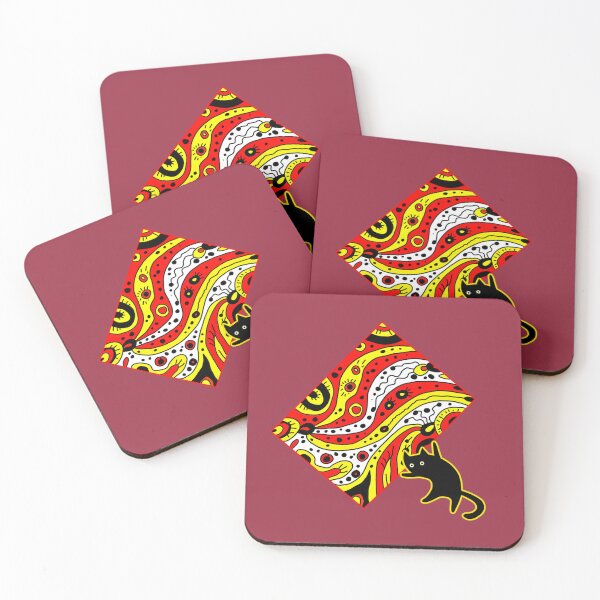 Item preview, Playful Black Cat Reaching Red Diamond Frame designed and sold by CatframeUS.